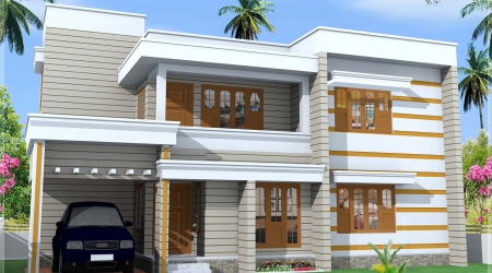 Flat roof house exterior in 18...